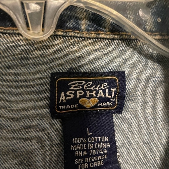 Blue Asphalt Cropped Distressed Jacket Large - Picture 3 of 5